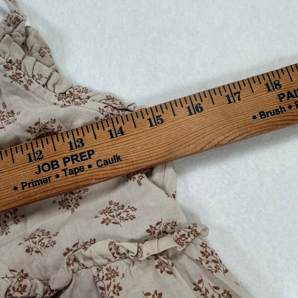 Patrons of Peace Floral Babydoll Dress XS Tan Brown Ruffle Tie Strap J2033F58 - Picture 3 of 6